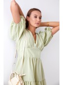 Rochie croita cu maneci umflate, verde masline FG651 - Magazin online - Boutique